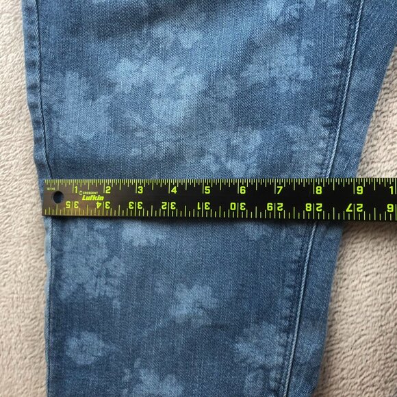 J. Jill Women Jeans Size 14 Authentic Fit Slim Ankle Straight Blue Denim Floral - Picture 8 of 15